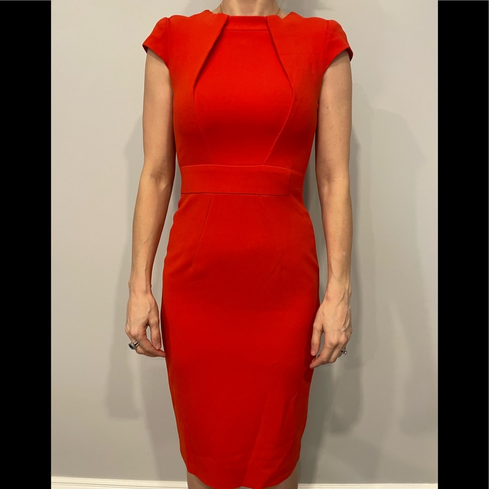 Karen Millen cap sleeve orange dress